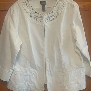 Chico's Additions White Studded/embellished Blazer/jacket large-2
Faux pockets